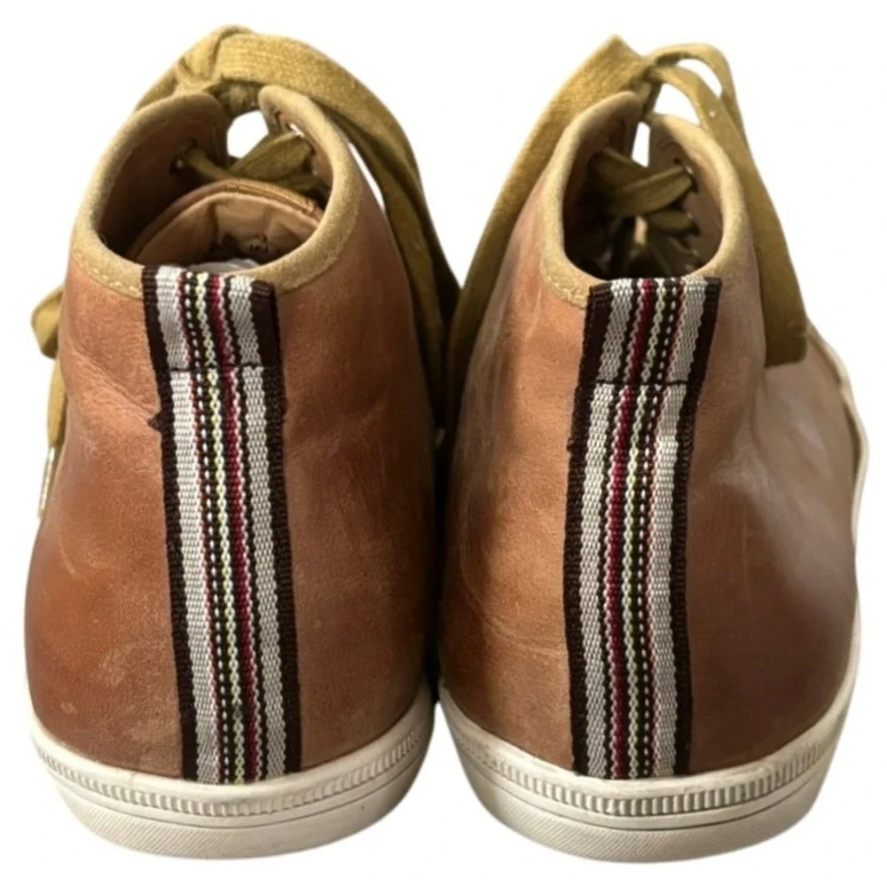 Saks Fifth Avenue‎ High Top Leather Sneakers Sz 9 Brown Two Tone Casual
